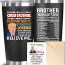 NewEleven Gifts For Brother - Brother Birthday Gifts For Big, Little Brothers, Siblings, Bro In Law - Funny Brothers Gift From Sister, Bro - 20 Oz Tumbler, Brother Black