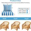 Outdoor Deep Seat Cushion Set, Weatherproof and Fade-Resistant Patio Chair Cushions, 24x24x4 in, 2-Piece Set, with Non-Slip and Outdoor Cushions, Suitable Chairs and loveseats (Blue and White Stripes), Queen
