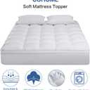 COHOME Full Size Mattress Topper Extra Thick Cooling Mattress Pad 400TC Cotton Top Plush Down Alternative Fill Pillow Top Mattress Cover with 8-21 Inch Deep Pocket (54x75 Inches, White-Classic)