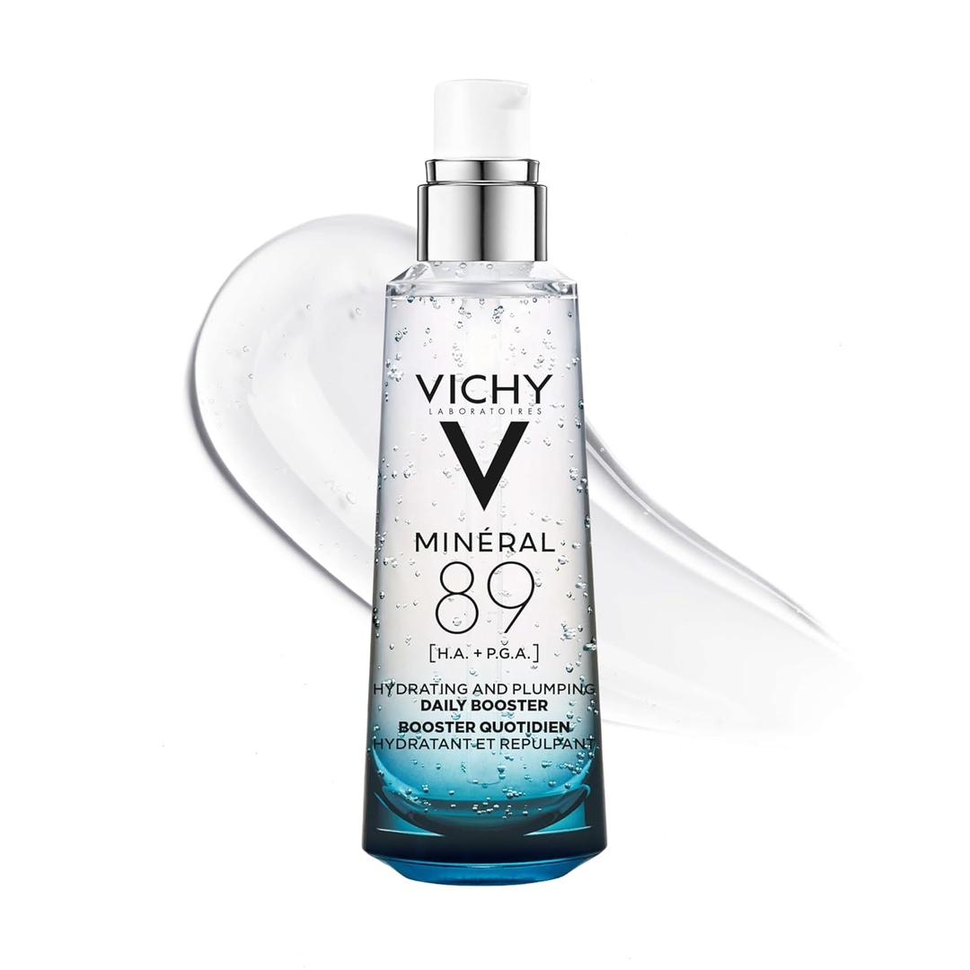 Vichy Mineral 89 Booster, Hyaluronic Acid Serum, Skin Barrier Repair Face Serum with Polyglutamic Acid that Plumps and Hydrates, Lightweight Hydrating Serum with an Oil-Free, Non-Sticky Feel