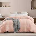 Twin Comforter Duvet Insert Bubble Pink All Season Down Alternative Comforter, Ultra Soft Quilted Bedding Comforter with 8 Corner Tabs, Machine Washable
