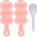 FUNGYAND Rice Ball Mold Set, 2 Pack DIY Rice Shakers with Mini Paddles, Round Onigiri Maker Mould for Bento, Sushi, Kids Lunch, Food Shaping Kitchen Tool