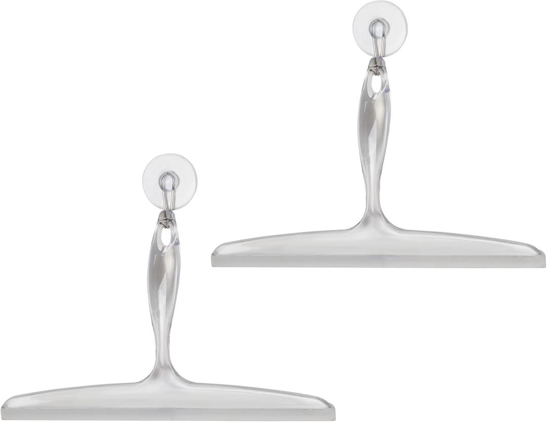 iDesign Bathroom Plastic Shower Squeegee with Wall Hook - Set of 2 - Clear