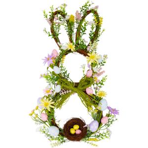 27 Inch Easter Wreath for Front Door Bunny Wreath Cute Easter Decorations Gifts with Colorful Eggs Spring Flower Home Decor Party Holiday