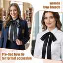Women Elegant Black Neck Tie, Versatile Satin Wide Folding Bowties, Self-Tie Accessory Black Neck Scarf for Dress Uniforms Cosplay Halloween Accessory (Black, S)