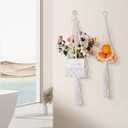 Hanging Baskets for Fruit and Vegetable Storage 3-Tier, Boho Wall Hammock for Produce Organizing, Macrame Bohemian Decor for Kitchen, Bedroom, Indoor Plants (A-Metal Rings-1 Tier+String Bag)