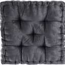 Intelligent Design Azza Floor Pillow, Large Cushions Sitting for Adults, Floor Pillow for Meditation or Yoga, Lustrous Chenille Tufted with Scalloped Edges for Bench/Chair Cushion, 20"x20"x5", Square Charcoal