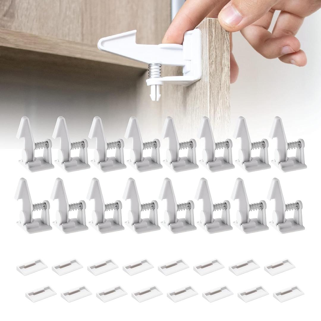 Inaya 16-Pack Cabinet Locks, Child Safety Latches - Baby Proofing Cabinets and Drawer Locks - 3M Adhesive - No Drilling & No Tools Required - Child Proof Your Home Inaya 16-Pack Cabinet Locks, Child Safety Latches - Baby Proofing Cabinets and Drawer Locks - 3M Adhesive - No Drilling & No Tools Required - Child Proof Your Home