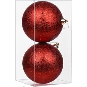 Christmas Ornaments Balls 5.9" Large Christmas Decorations Xmas Tree Shatterproof Big Red Christmas Ball Ornaments with Hanging Loop for Wedding Holiday Halloween Party Indoor Outdoor Decor, 2 Pcs