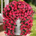 HyeFlora Artificial Fake Hanging Flowers for Spring Outdoor Outside Decoration, 2PCS Faux Silk Hotpink Daisy Plants UV Resistant Look Real Orchid Vines for Indoor Home Balcony Porch Planter