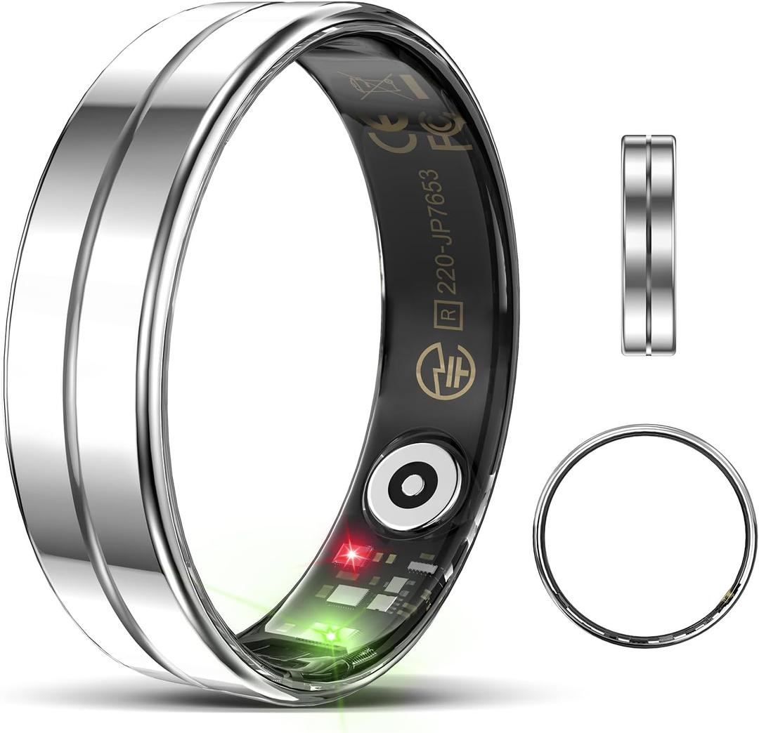 Ultra-Thin Smart Ring for Women Men,Sleep Tracker Ring with Heart Rate, Waterproof Fitness Ring for Activity Monitoring/Steps/Calories,No Subscription Fee,for iSO & Android (Silver,11#)