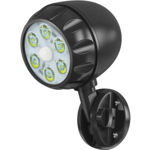 Motion Sensor Battery Powered Outdoor Light,IP65 Waterproof Spotlight,6LED Motion Detecting Light,360 Adjustable Floodlight for House Walls Garage Yard Porch and Stairs,Black (1P)