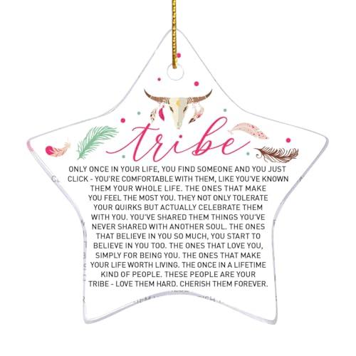 Friendship Gift Christmas Ornament, Love Them Hard Cherish Them Forever, Tribe Ornament Gift for Women Best Friends Bestie BBF Birthday Graduation Gifts
