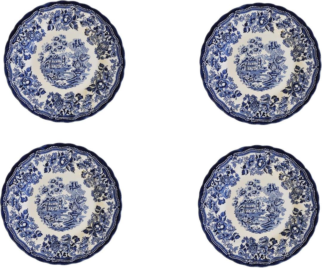 New Churchill Royal Wessex Tonquin Blue Chelsea 8" Salad Plate - Set of 4, Made in England