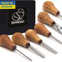 BeaverCraft Wood Carving Gouges Kit SC05 - Wood Carving Chisels Set with Palm Gouge & Flat Straight Chisel, Rounded Short Bent, V-chisels - Whittling Knives, Tools for Beginners and Profi Carvers