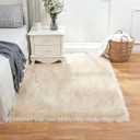 EasyJoy Ultra Soft Fluffy Shaggy Area Rug Faux Fur Rug Chair Cover Seat Pad Fuzzy Area Rug for Bedroom Floor Sofa Living Room (4 x 6 ft Rectangle, Beige)