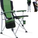Folding Camping Chair Portable Outdoor Beach Chair, Heavy Duty Foldable Lawn chair Support 330lbs, Collapsible Lightweight Camp Chair with Cup Holder&Carry Bag for Fishing Outside Sports Picnic(Green)