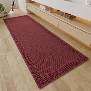 RESARE Waffle Bathroom Runner Rugs, Super Absorbent Bath Mat Non Slip Washable Quick Dry
