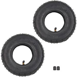 (2-Pack) 2.80/2.50-4" Tire & Inner Tube 8" Outer Diameter for Hand Truck Garden Utility Cart Dollies Lawn Mower Wheelbarrow Tractor, TR87 Angled Valve Stem