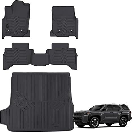 Auxko All Weather Floor Mats Fit for 2025 Toyota 4Runner 5-Seater Gasoline Not Hybrid Version TPE Liners Accessories Odorless Anti-Slip Floor Liners & Cargo Liners for 2025 Toyota 4 Runner