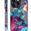 iPhone 16 Pro Case with 2-in-1 Glossy All Inclusive Anti Fall Doublelayer Protection Soft TPU+PC Back Pattern Case Compatible with iPhone 16 Pro 6.3inch for Women Diamond Bird