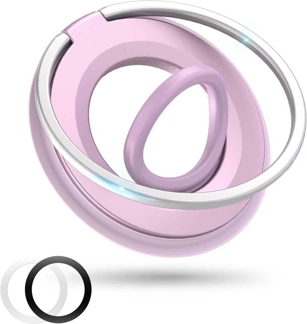 Magnetic Phone Grip for MagSafe Ring Holder, 360 Rotation Phone Grip Stand Finger Kickstand, Dual-Sided Magnetics Compatible with iPhone 17/16/15/14/13 Pro/Max MagSafe Accessories (Pink)