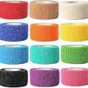 12 Pack Self Adhesive Bandage Wrap, 1" x 5 Yards, Cohesive Athletic Tape