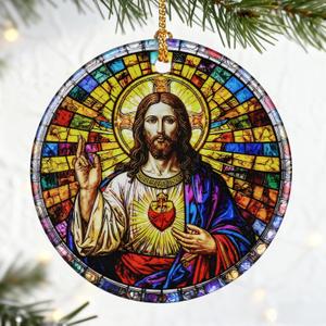 2 x Christian Gift: Jesus Christ Ornament | Christmas Ornaments (Christmas Tree Decorations), Christian Home Decor, Religious Holiday Ornament, Religious Gifts & Xmas Gifts