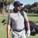 Mens Golf Shirt Short Sleeve Dry Fit Moisture Wicking Performance Collared Funny Print Golf Polo Shirts for Men (Blue, M)