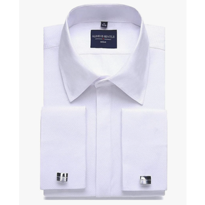Alimens & Gentle Men's Dress Shirts French Cuff Long Sleeve Regular Fit Formal Tuxedo Cufflinks Shirt, 17.5 34/35