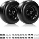 2 PCS, 13x6.5-6 Flat Free Lawn Mower Tire and Wheel, 13x6.50-6 Solid Smooth Replacement Front Tires for Zero Turn Lawn Mowers, with 3/4" & Extra 5/8" Bearings, 4"-8.2" Centered Hub, Black Rim