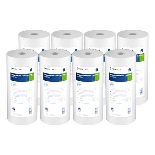 Pentair Pentek DGD-5005 Big Blue Water Filter, 10-Inch Whole House Sediment Filter Cartridge Replacement, Dual-Gradient Density Spun Polypropylene, 10" x 4.5", 5 Micron, Pack of 8