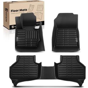 YHTAUTO Floor Mats Fit BMW X3 F25 2011-2017, X4 F26 Accessories 2015-2018, TPE Floor Liners All-Weather Protection Custom Fit, 1st & 2nd Row, Set of 3 Black