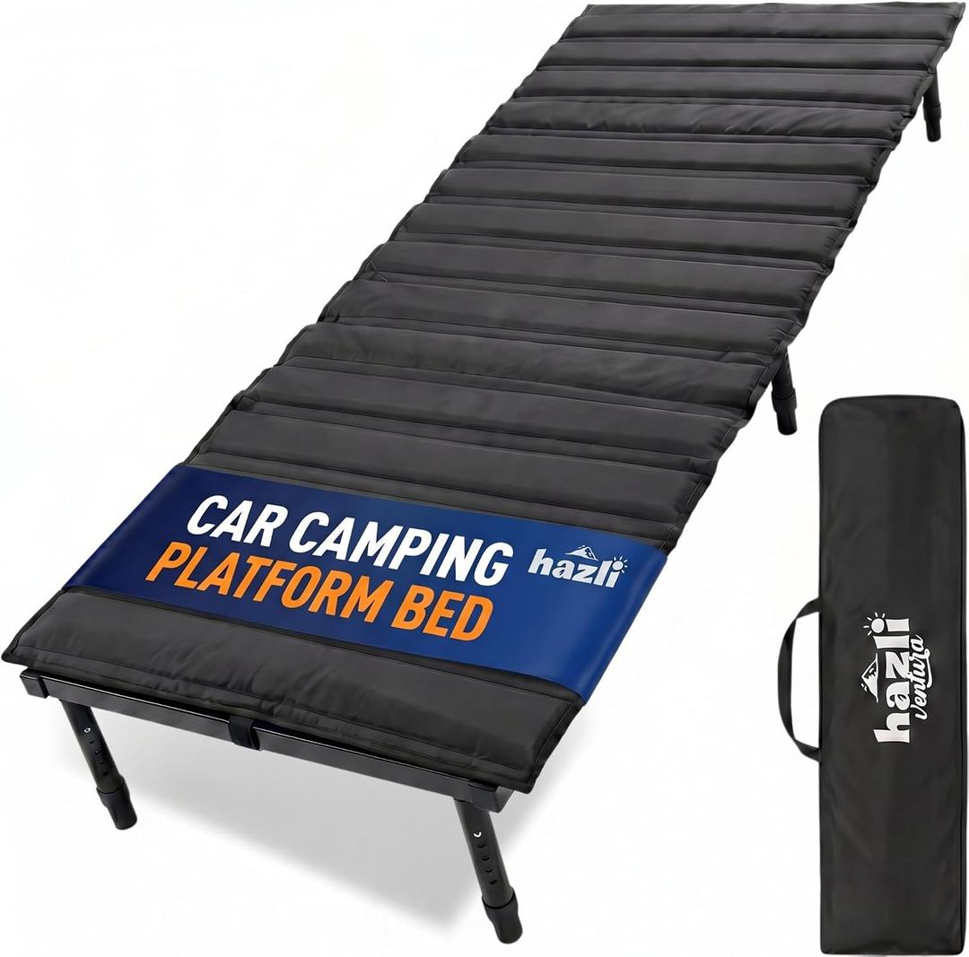 hazli Portable Car Bed for SUV Camping - Adjustable Sleeping Platform 52"–72" to Fit Most Vehicles, Adjustable Legs, 5-Minute Tool-Free Setup, Cot