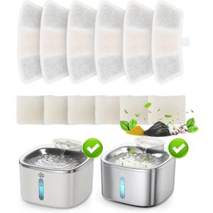 6pcs Replacement Filters for PW03 3.5L Stainless Steel Cat Water Fountain(for Fountain in Model PW03)