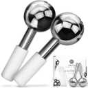 LUONKOS Ice Globes for Neck & Eyes and Face Massage - Unbreakable Stainless Steel Gua Sha, Facial Ice Globes for Puffiness, Wrinkles, Dark Circles, Steel (Set of 2) - Glow and Reduce Irritation