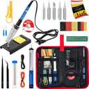 Soldering Iron Kit, 60W Soldering Iron, 5 Soldering Iron Tips, 21-in-1 Adjustable Temperature, Solder Wire, Stand, Desoldering Pump, Soldering Welding Iron Kit for Electronics Hobby DIY 110V US Plug (Black and Red)