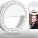 Generic LED Selfie Ring Light for iPhone and Android, Portable Ring Light with 3 Light Levels, Rechargeable, USB Cable, Photography Video Production Tiktok Content Creation