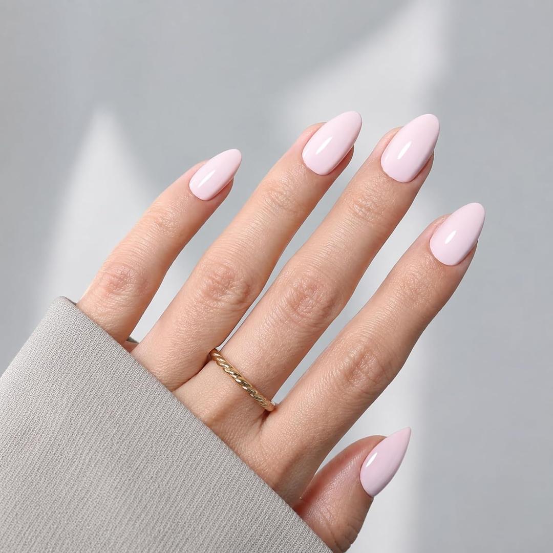 2 x Milky White Press On Nails, Short Almond Reusable Soft Gel Nails | Includes 32 soft gel nails, glue, and 16 sizes for an easy fit and a smooth, glossy salon-style manicure at home or on the go