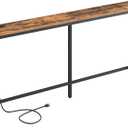 MAHANCRIS 70.9'' Console Table with Power Outlet, Narrow Sofa Table with Charging Station, Skinny Behind Couch Table for Entryway, Hallway, Foyer, Living Room, Rustic Brown CTHR18E01Z1