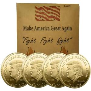 4 Pack Resilience Commemorative Coin - 2024 Historical Tribute with Fist Design, Gold Coins Fighting for America, Coins Save America, 40mm Gold Plated Commemorative Coins Gift, Merchandise
