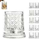 Rotating Whiskey Glass, 360 Degree Spinning Crystal Tumbler for Stress Relief, Heavy Base Kinetic Old Fashioned Glass for Scotch Bourbon, Unique Gift for Men Dad Husband on Birthday