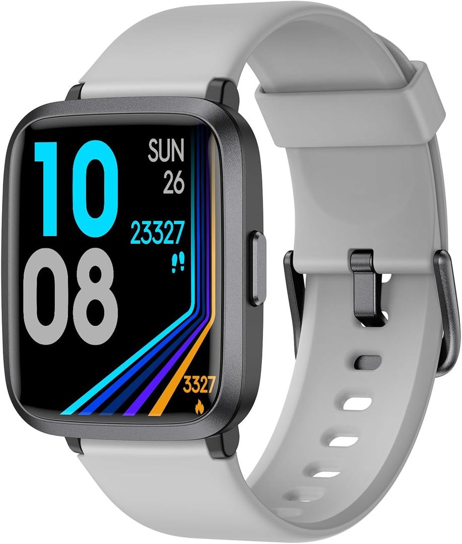 LIVIKEY Fitness Tracker Watch with Heart Rate Monitor, Activity Tracker with Pedometer, Sleep Monitor, Calories & Step Counter, IP68 Waterproof Smart Watches for Women Men Fitness Watch for Sports (Gray)