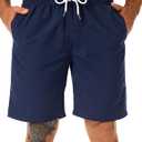 KAILUA SURF Mens Swim Trunks Long, Quick Dry Boardshorts, 9 Inches Inseam Bathing Suits with Mesh Lining (Large, Navy Blue)