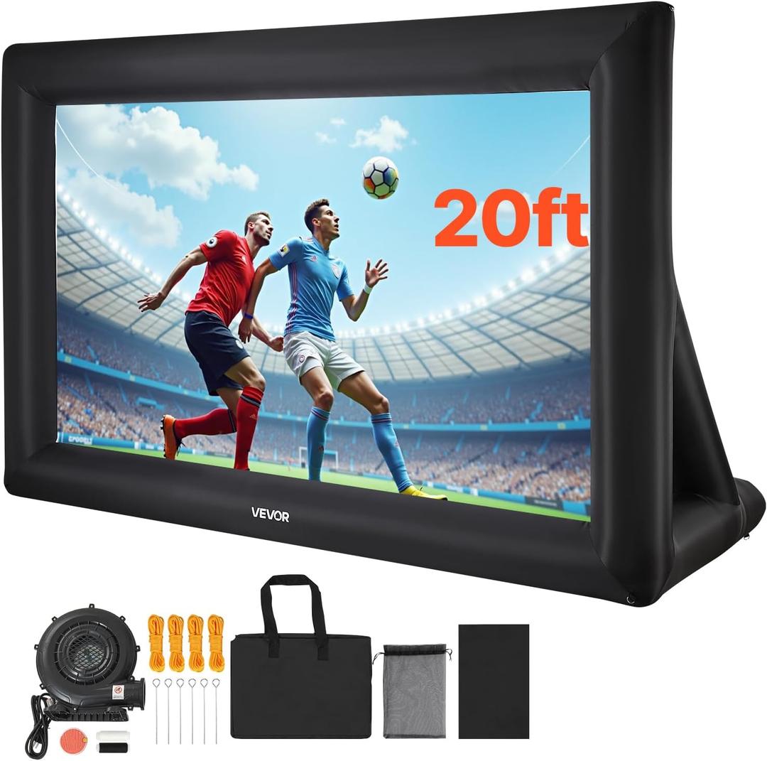 VEVOR Inflatable Projector Screen 20 FT Blow-Up Movie Screen, 16:9, Black