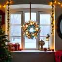 YULETIME 20-inch Christmas Wreath, Battery Operated Holiday Wreath with 20 Fairy Lights, Golden Baubles & Berries, Pine Cones, Golden Leaves, Frosted Spruce Branches and Pine Needles (Gold)