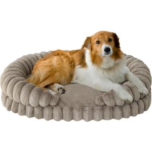 BALANCE Calming Dog Bed for Large Sized Dogs, 36 Inches Oval Washable Pet Bed with Sides, Orthopedic Pet Couch Sofa with Non-Slip Bottom, Oatmeal