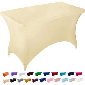 Peomeise 4FT Spandex Table Cover Rectangular Stretch Spandex Tablecloth (Champagne,4FT)