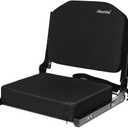 Stadium Seats for Bleachers with Ultra Padded Comfy Foam Cushion, Wide Portable Stadium Chairs with Back Support and Shoulder Strap, 1 Pack, Black (Large - 17.7"W x 14.6"D x 15.9"H)