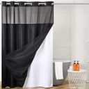 Furlinic Extra Long Waffle Weave No Hook Shower Curtain 96 Inch Length with Snap in Fabric Liner Set,Heavy Duty Bathroom Curtains,Hotel Style with Mesh Top Window,Waterproof & Washable 71x96, White